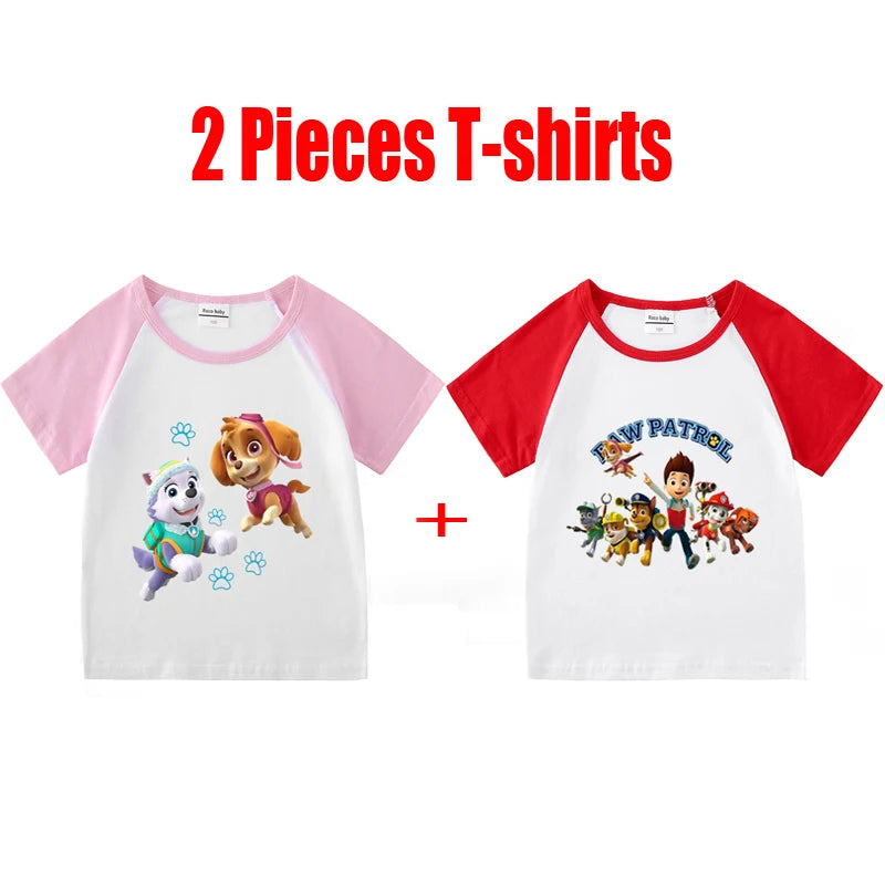 Children's PAW Patrol T-Shirt Kids Clothes Boys Girls Summer Cartoon Tops Short Sleeve Clothes 100% Cotton Baby Clothing