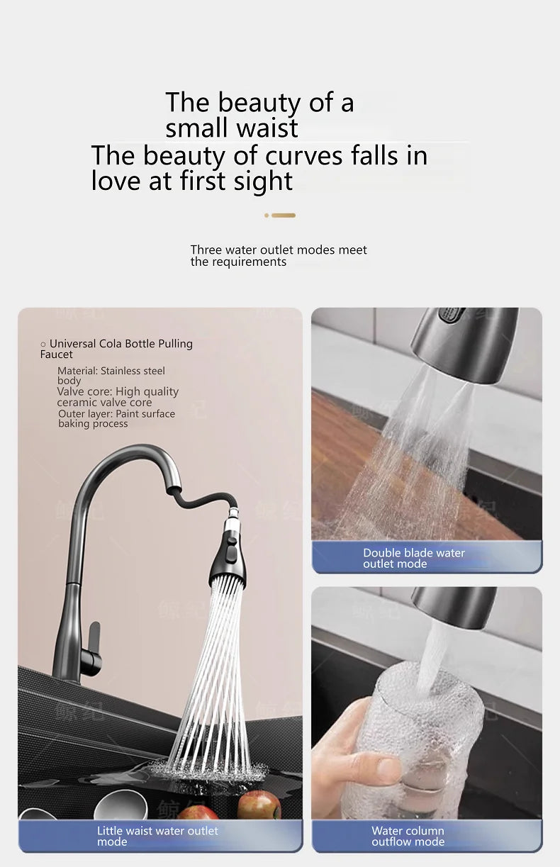 Stainless Steel Gray Kitchen Sink Multifunctional Stain and Scratch Resistant Large Single Slot Household Wash Cuisine Basin