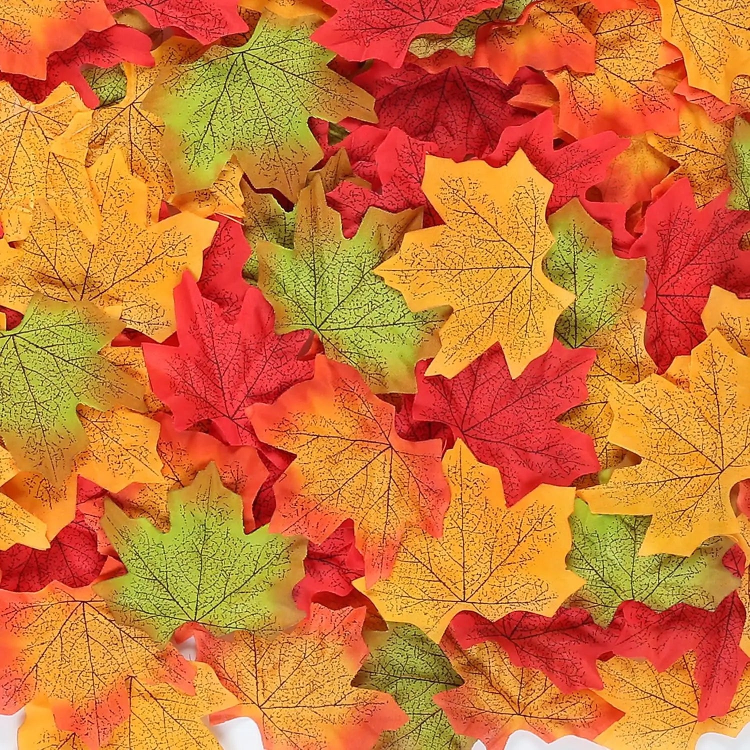Yannew 500pcs Artificial Fall Maple Leaves Silk Leaf for Craft DIY Thanksgiving Wedding Party Decoration Autumn Home Table Decor