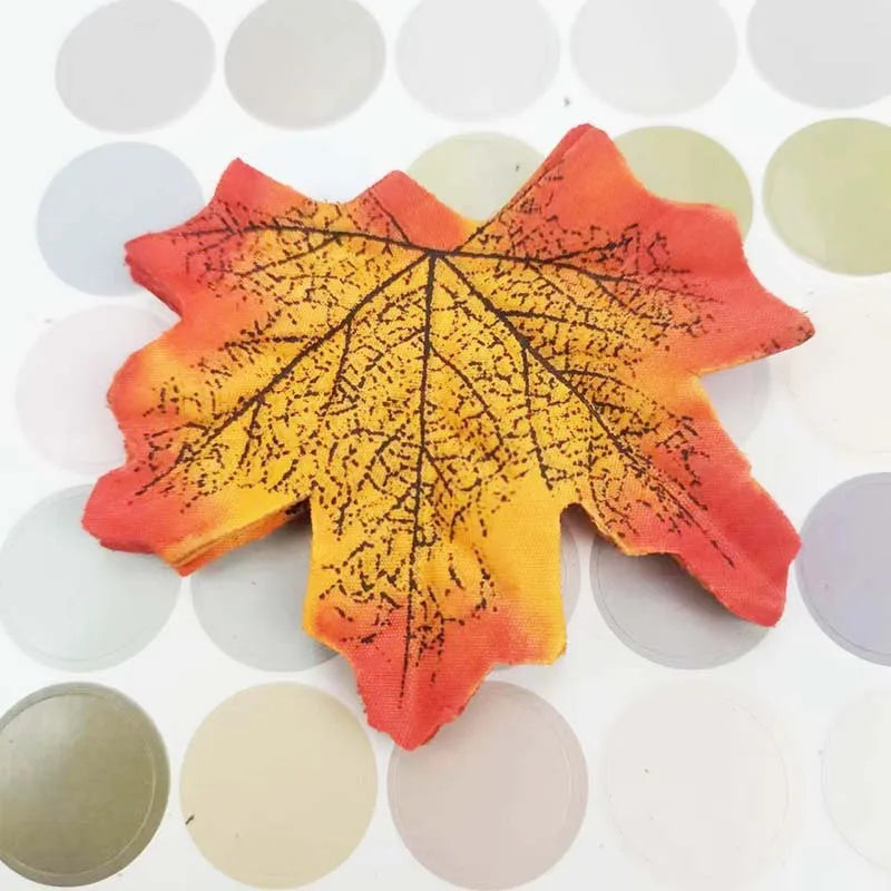 Yannew 500pcs Artificial Fall Maple Leaves Silk Leaf for Craft DIY Thanksgiving Wedding Party Decoration Autumn Home Table Decor