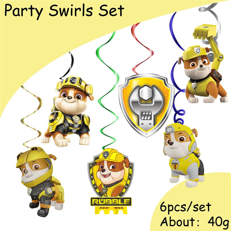 paw patrol rubble theme animals party supplies decorations kids birthday disposable tableware plate tablecloth party theme favor