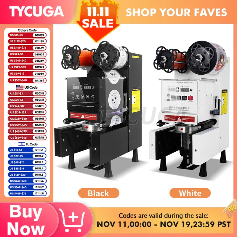 Cup Sealer Automatic Milk Tea/Coffee Shop Plastic/Paper Cup Sealing Machine 9/9.5CM Electric Bubble Tea Film For Business 220V