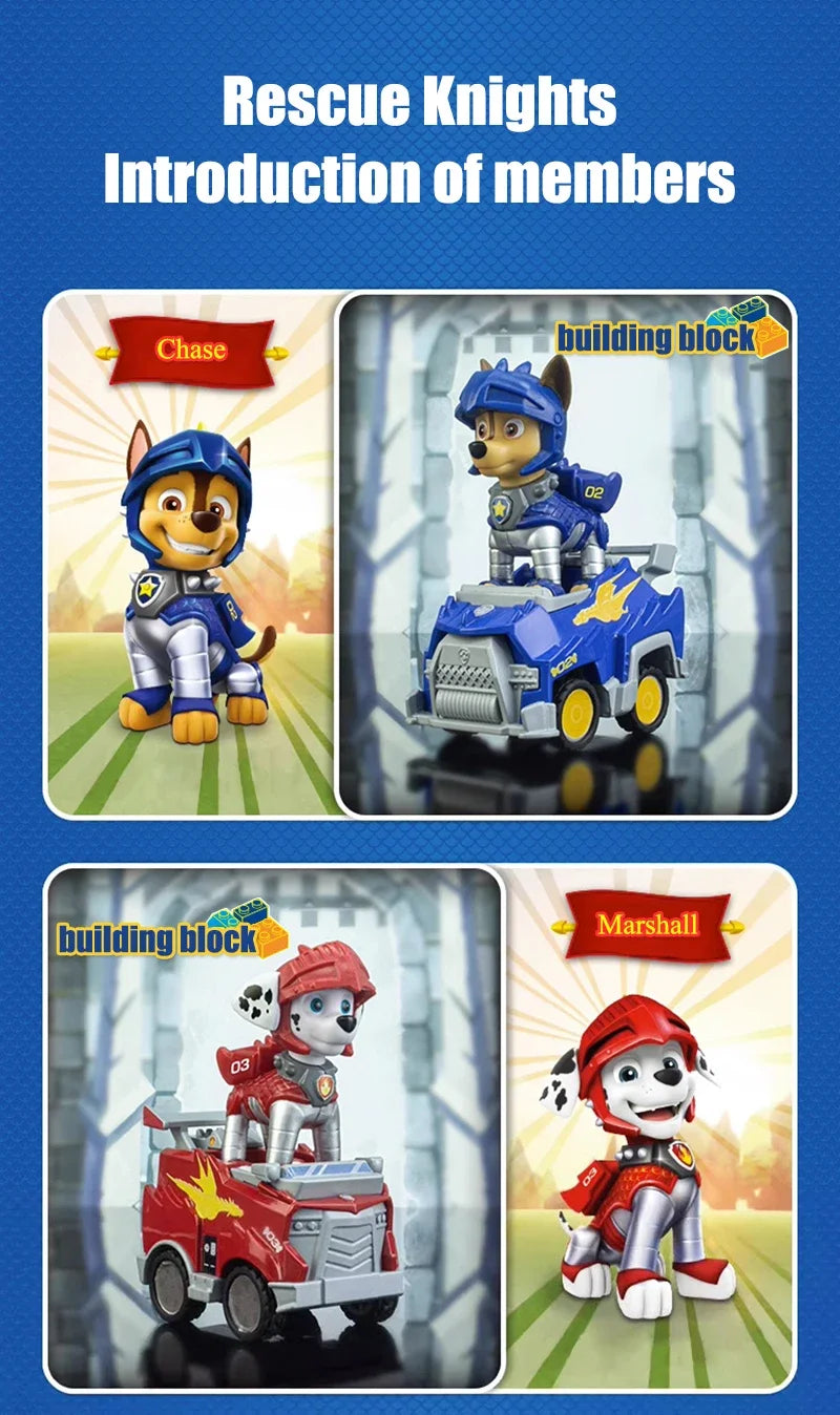 Paw Patrol Building Blocks Toys Rescue Knight Series Pullback Car Watchtower Rescue Base Command Center Lookout Tower Kids Gifts
