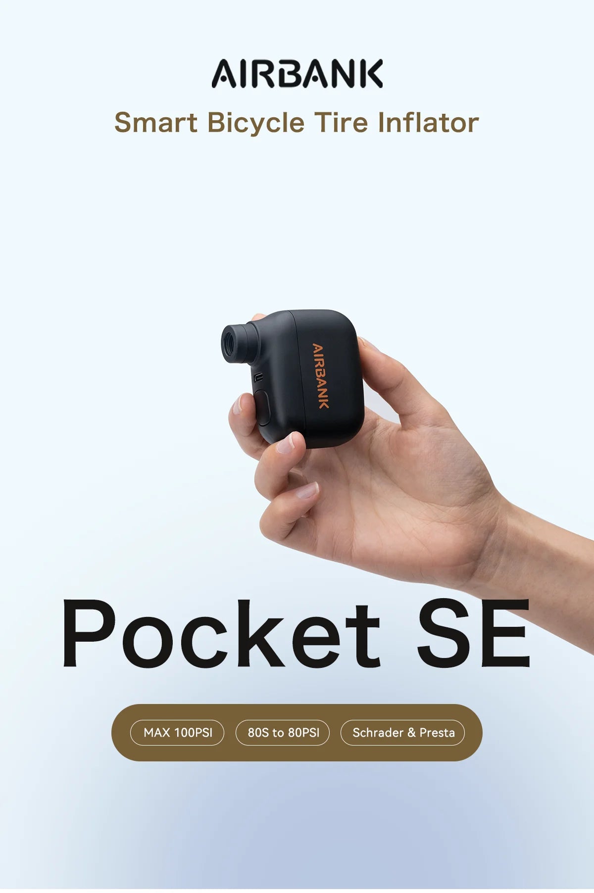 AIRBANK Pocket SE Mini Portable Electric Pump For Bicycle Cordless Tire Presta Schrader Valve Bike Accessories Fast Charging