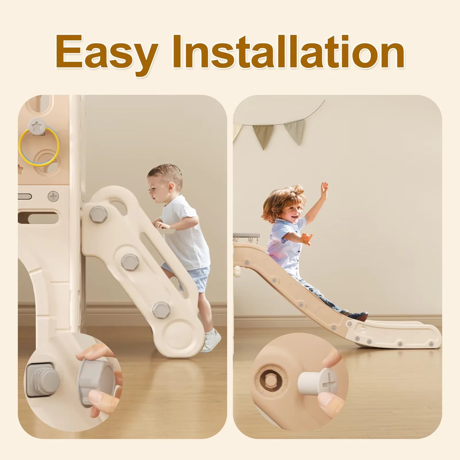 8 in 1 Children's Slide Mini Bus 2M HDPE Garden Slide - with Handrail Anti-Slip Gardens Tunnel Storage Space Indoor/Outdoor