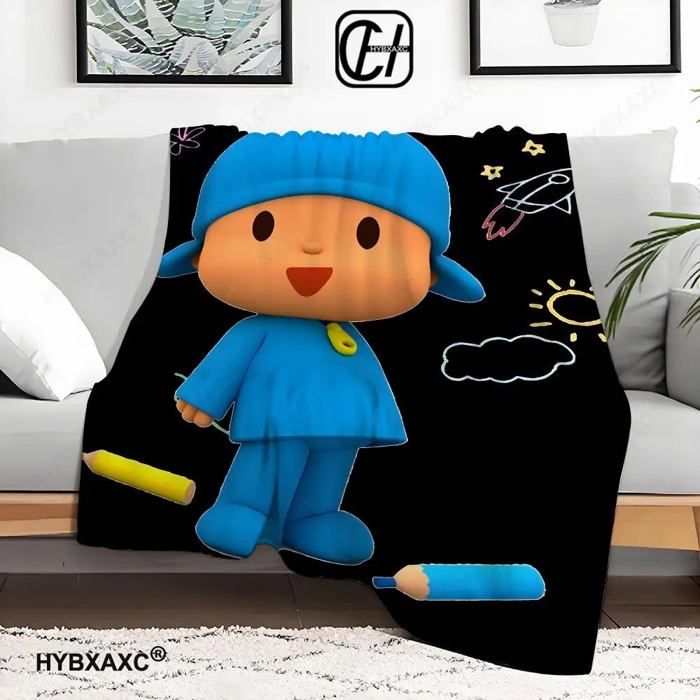 Plush Dolls P-POCOYO  Throw  Blanket Aesthetic Art Flannel Blanket Portable Home Travel Camping Sofa Picnic Thickening Flannel B