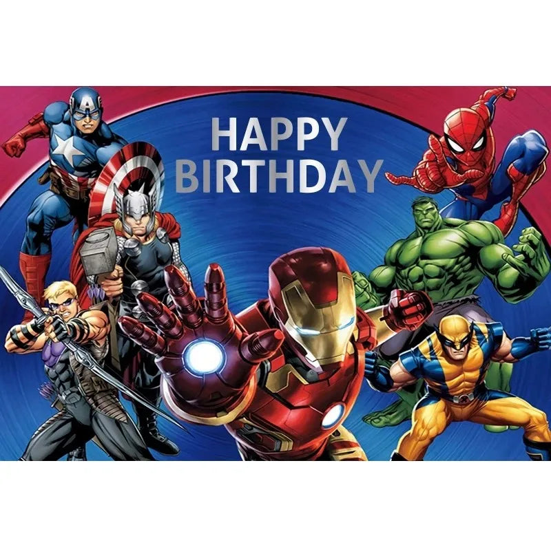 MARVEL Photography Backgrounds for Kids Birthday Party Spiderman Iron Man Hulk Banner Children Portrait Custom Photo Backdrops