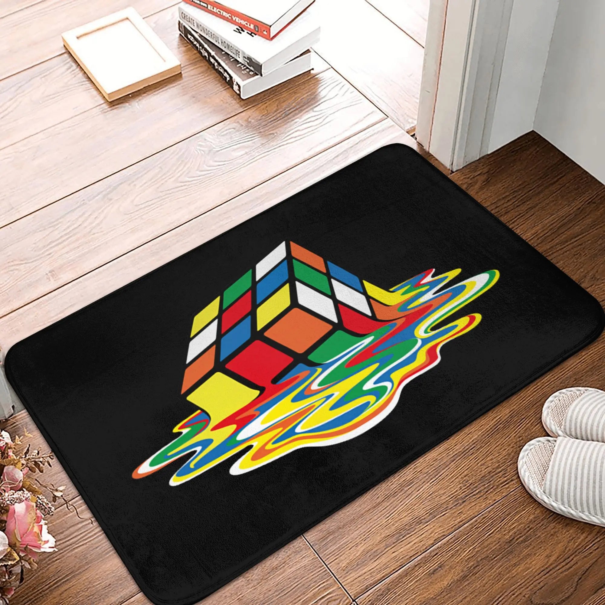 Math Rubiks Cube Floor Door Kitchen Bath Mat Anti-Slip Indoor Geek Teacher Gift Doormat Toilet Entrance Carpet Rug