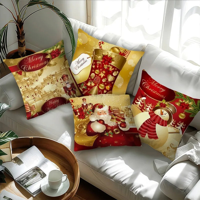 Christmas Pillow Cover Holiday Decoration Preferred 18x18 inches Skin-friendly and soft Multiple patterns Sofa Home Decoration