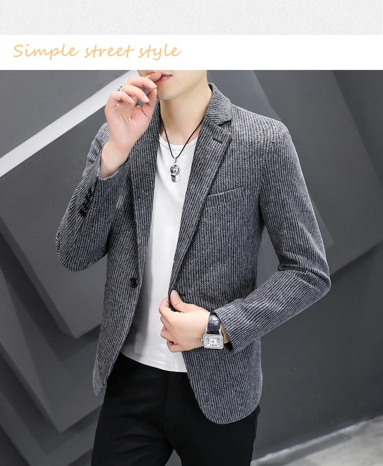Nouveau Blazer pour homme mode Gentleman slim laine