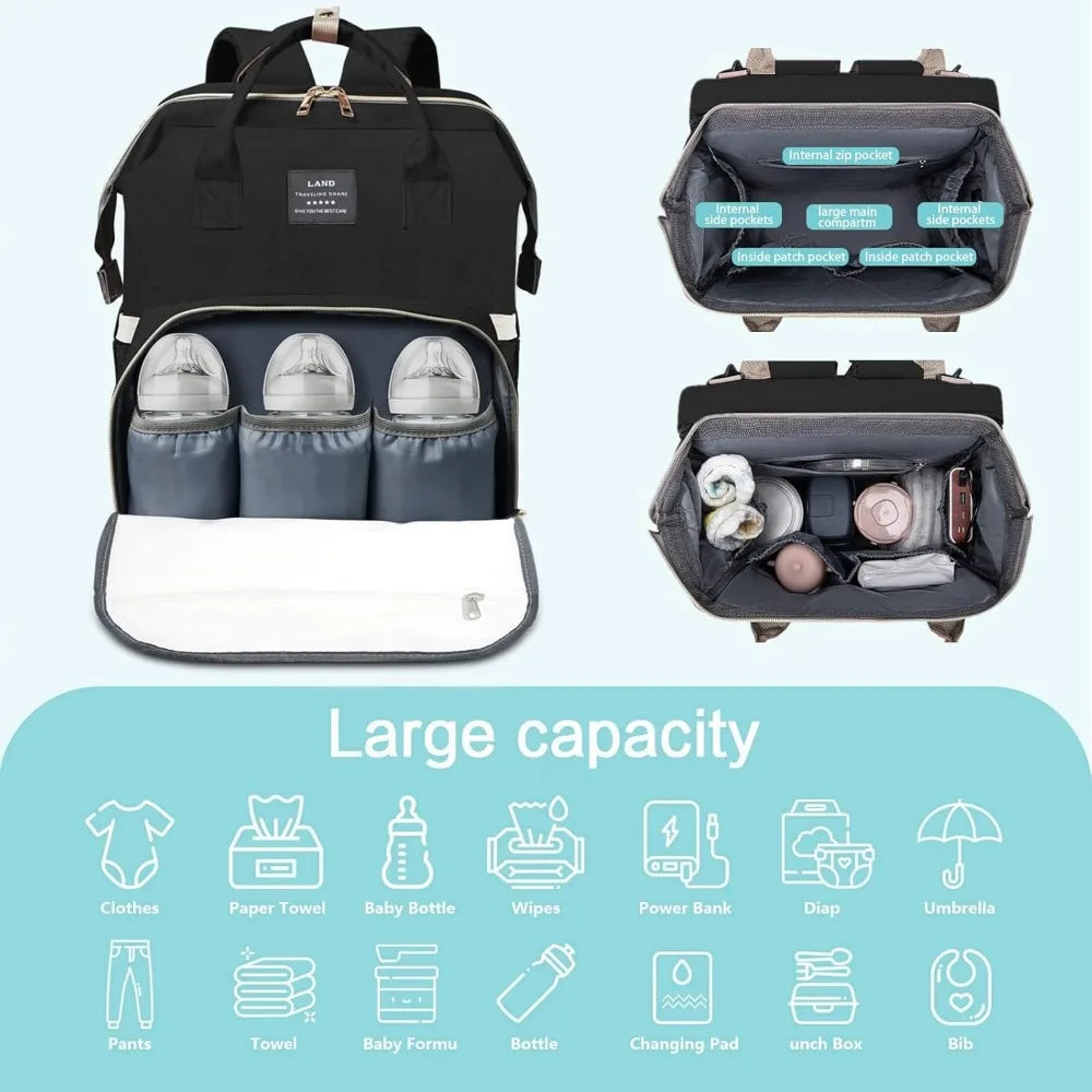 Mommy Bag Lightweight Portable Folding Crib Bed Large-capacity Travel Maternity Bags Baby Backpack Female Mommy Outting Bag