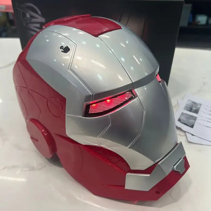 Marvel Comics Iron Man Helmet Electric Wearable Mask 1:1 Automatic Opening And Closing Model Characters Adult Toys Birthday Gift