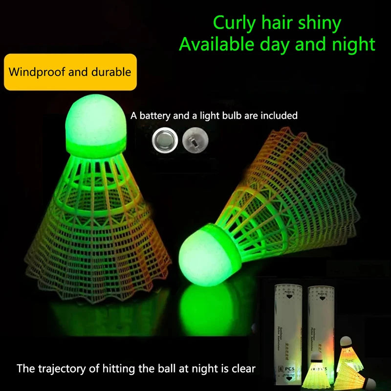 5/10Pcs LED Badminton Lighting Balls Luminous Badminton Shuttlecocks Sports Night Glowing Training Badminton Balls Dark Games