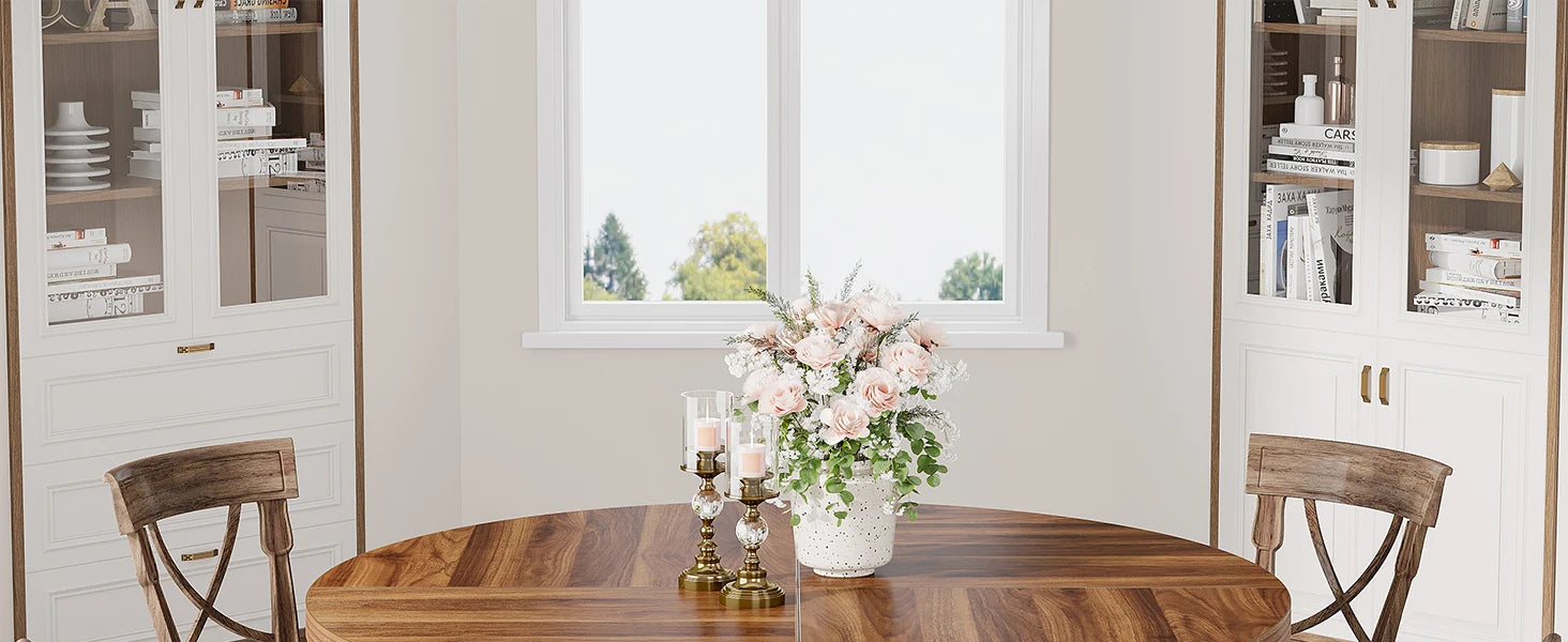 Tribesigns Table à manger ronde, table de cuisine de ferme, petite table quete, table à manger de cuisine pour salle à manger, 4 po, 47 po