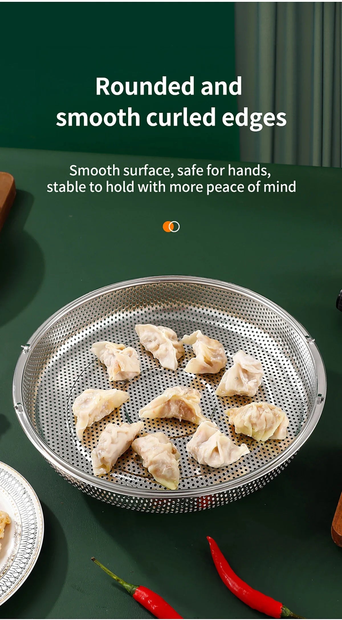 1pc Stainless Steel Multi-Functional Steamer Basket, Uncharged Kitchen Strainer for Steaming Rice, Dumplings, and Vegetables