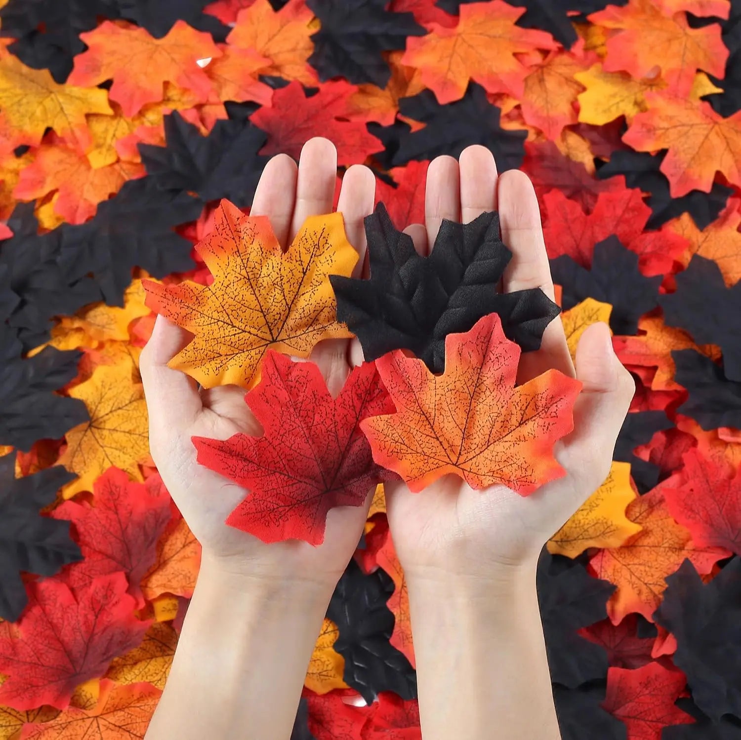 Yannew 500pcs Artificial Fall Maple Leaves Silk Leaf for Craft DIY Thanksgiving Wedding Party Decoration Autumn Home Table Decor