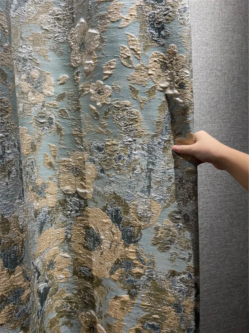 Curtains for Living Room Bedroom Windows High Quality Custom Kitchen Curtains European Top 3D Embossed Stereo Jacquard Blackout