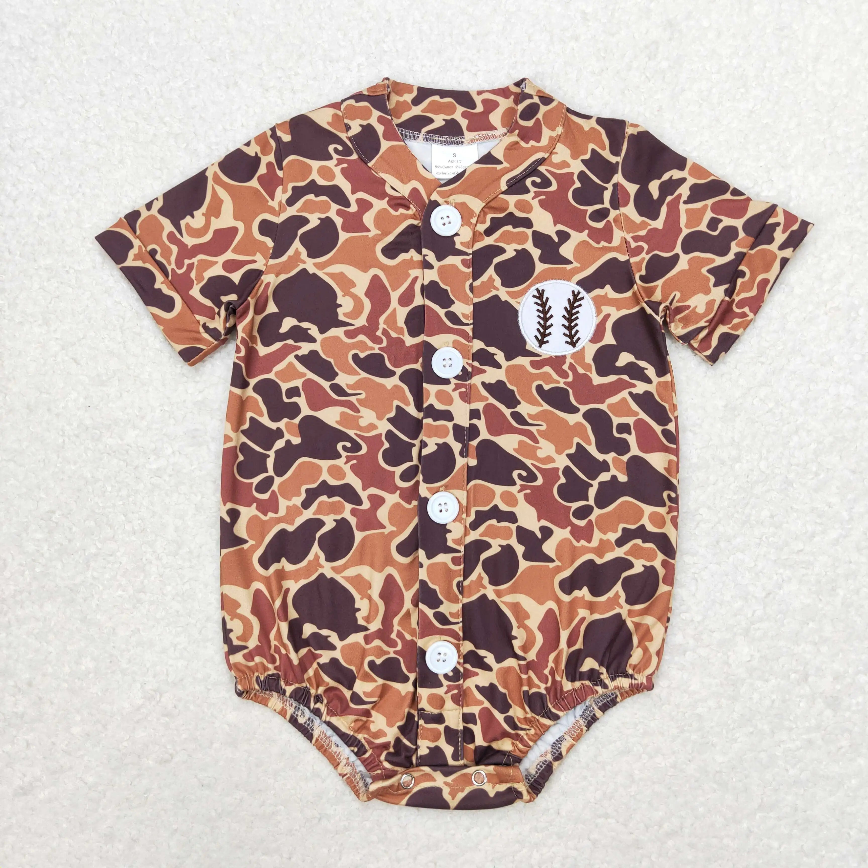 Wholesale Kids Children Short Sleeves Onesie Newborn Toddler Cotton Embroidery Baby Infant Boys Hunting Deer Duck Dog Rompers