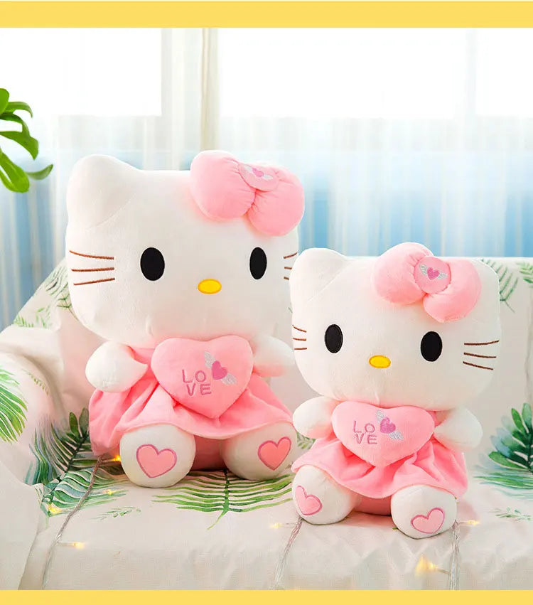55cm Sanrio Hello Kitty Cat Plush Toys Cartoon KT Cat Plushie Doll Big Size Stuffed Anime Pillow Birthday Gifts For Kids Girls