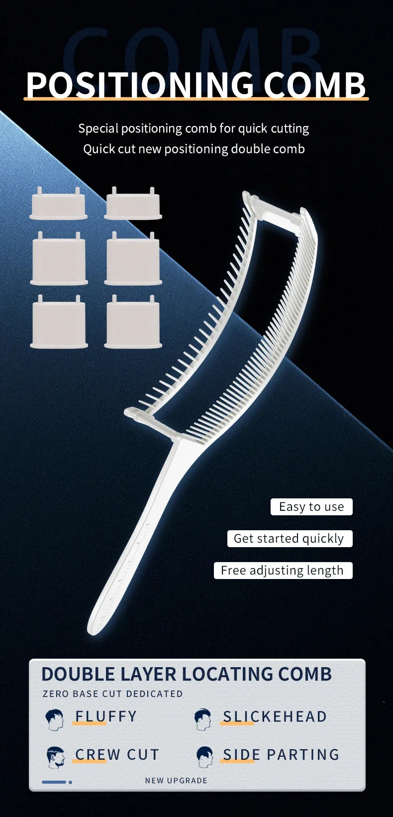 Peigne de positionnement incurvé Résistant à la chaleur Peigne à dessus plat Outils pour cheveux