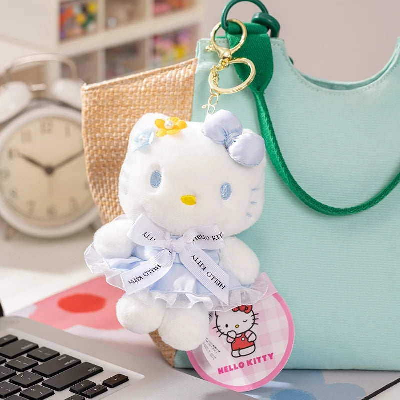Genuine Sanrio Hello Kitty Cute Girl Keychain Car School bag Pendant Kids Plush Toys Keyring Plushier Birthday Thanksgiving Gift