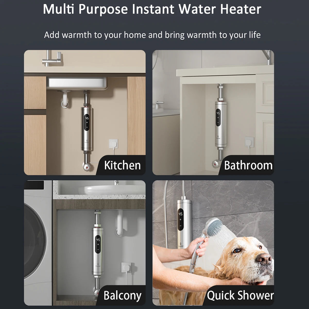 Fudeer Water Heater Electric Instant Water Heater for Sink Stainless Steel Hot Water Heater Under Sink 5500W for Kitchen