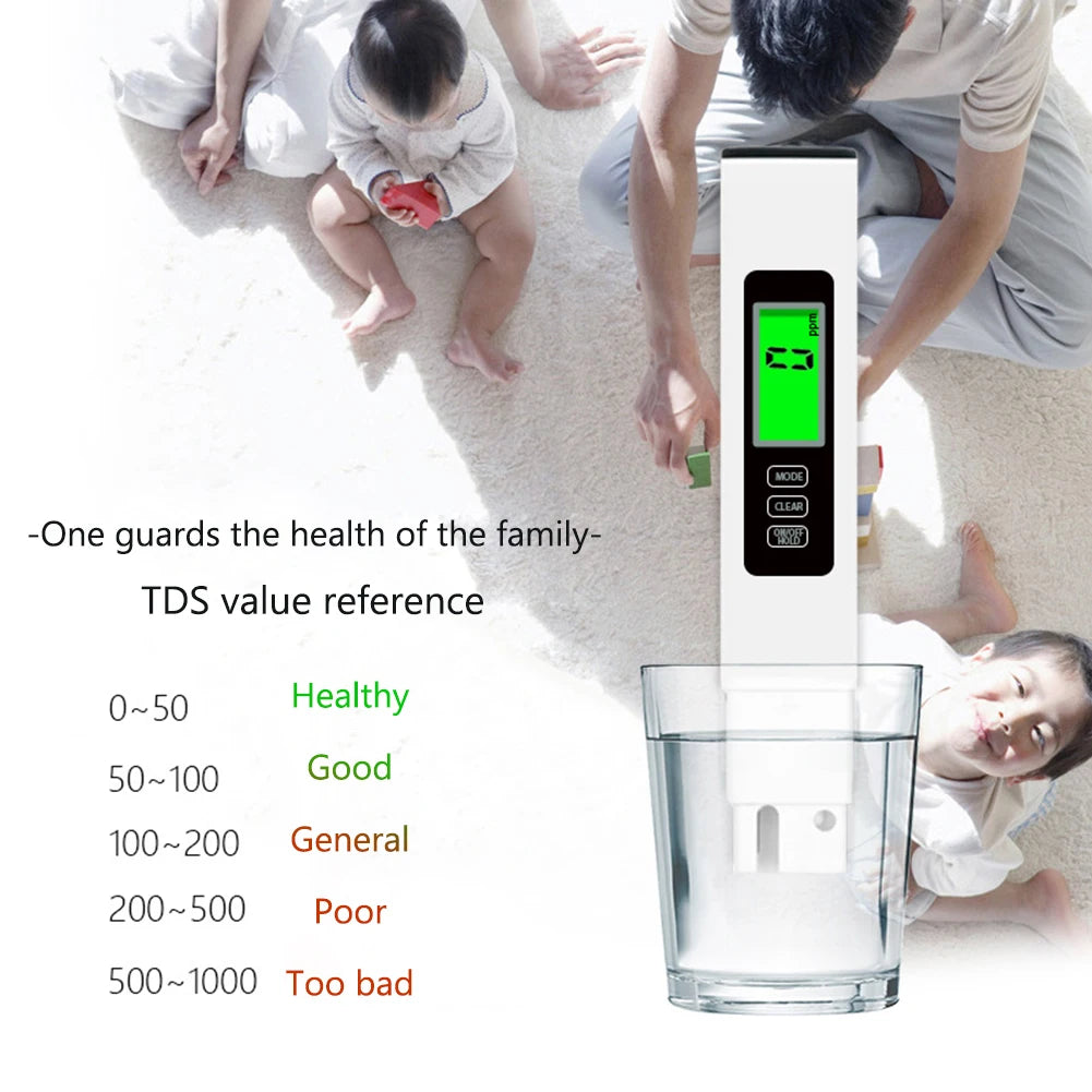 4 in 1 Digital Water Quality Tester TDS Meter EC Meter & Temperature Meter for Drinking Water Hydroponics Aquarium Swimming Pool