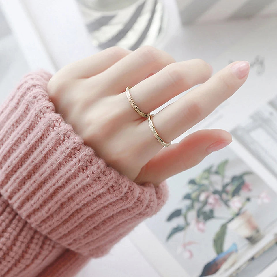 eManco Minimalist Personalized Frosted Stainless steel Women's ring Gold Color/Silver Color 2/3/5MM Wide Gold Girl Jewelry