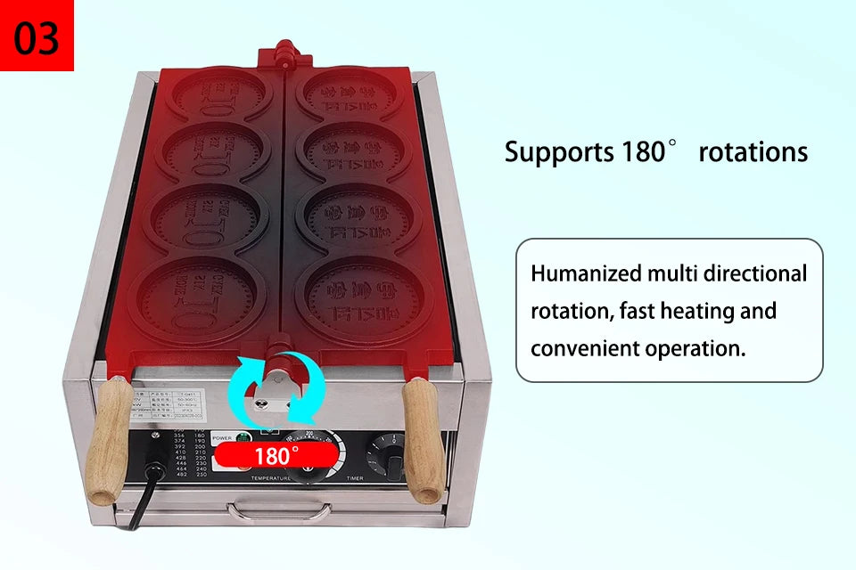 XEOLEO Commerical 4PCS Korean Coin Waffle Maker 3000W Non-stick Coating Gold Coin Bread Waffle Making Maker Electric/Gas