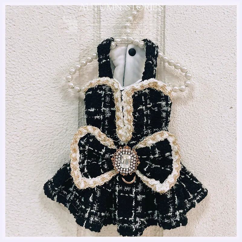 Luxury Brand Classic Thickened Pet Dress Autumn Winter Custom-Made Exquisite Dog Coat Skirt Thickened