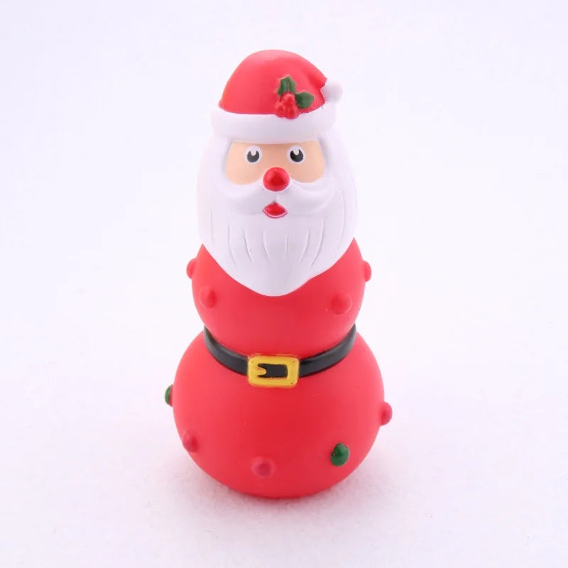 Christmas Themed Pet Squeaky Chew Toys Santa Tree Elk Design Durable Latex Rubber Teething Toys for Dogs And Cats Teeth Grinding