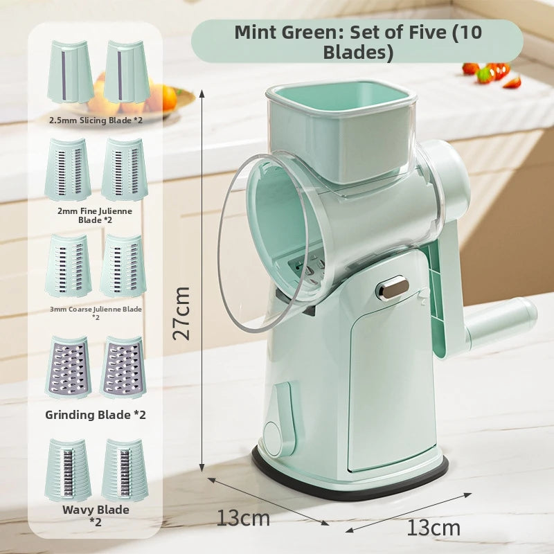 Household Manual Slicer, Stainless Steel Multi-Blade Design, Non-Slip Base, Portable And Easy To Clean, Kitchen Artifact