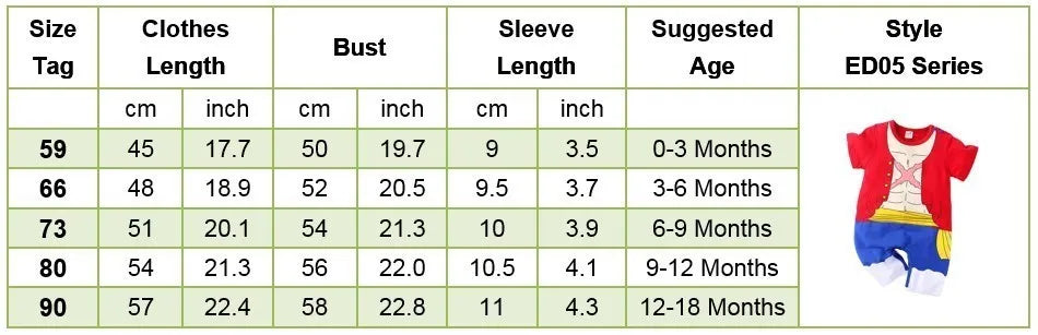0-18 Months Anime Baby Rompers Newborn Cosplay Costume Infant Cotton Clothes Boys Girls Kids Outfit