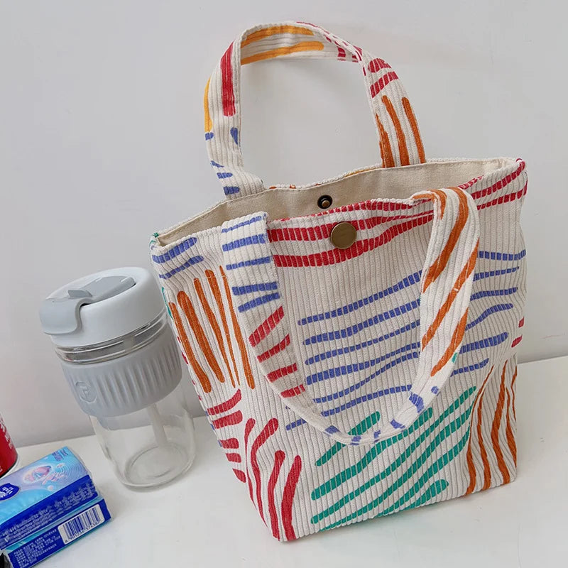 Sac à cosmétiques en velours côtelé à rayures colorées,articles divers, sac de rangement de maquillage esthétique