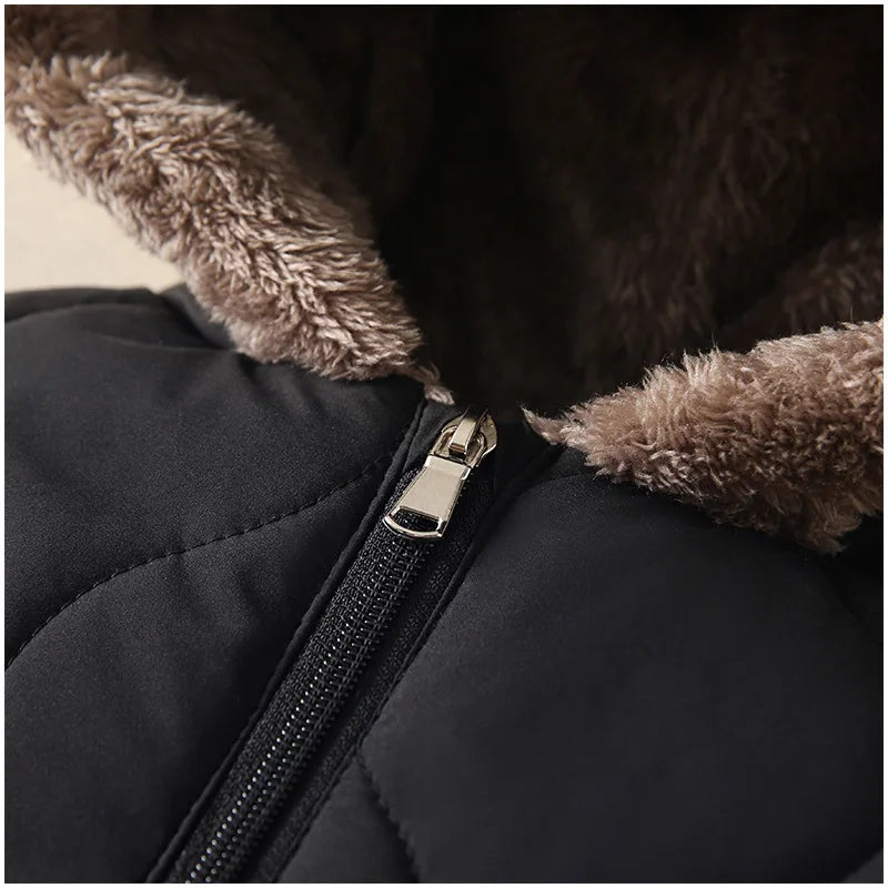 0-3Y Newborn Baby Bodysuit Children's Down Cotton Jacket Bear Ear Velvet Plush Jumpsuit Thick Rompers Baby Boys Girls Bodysuits