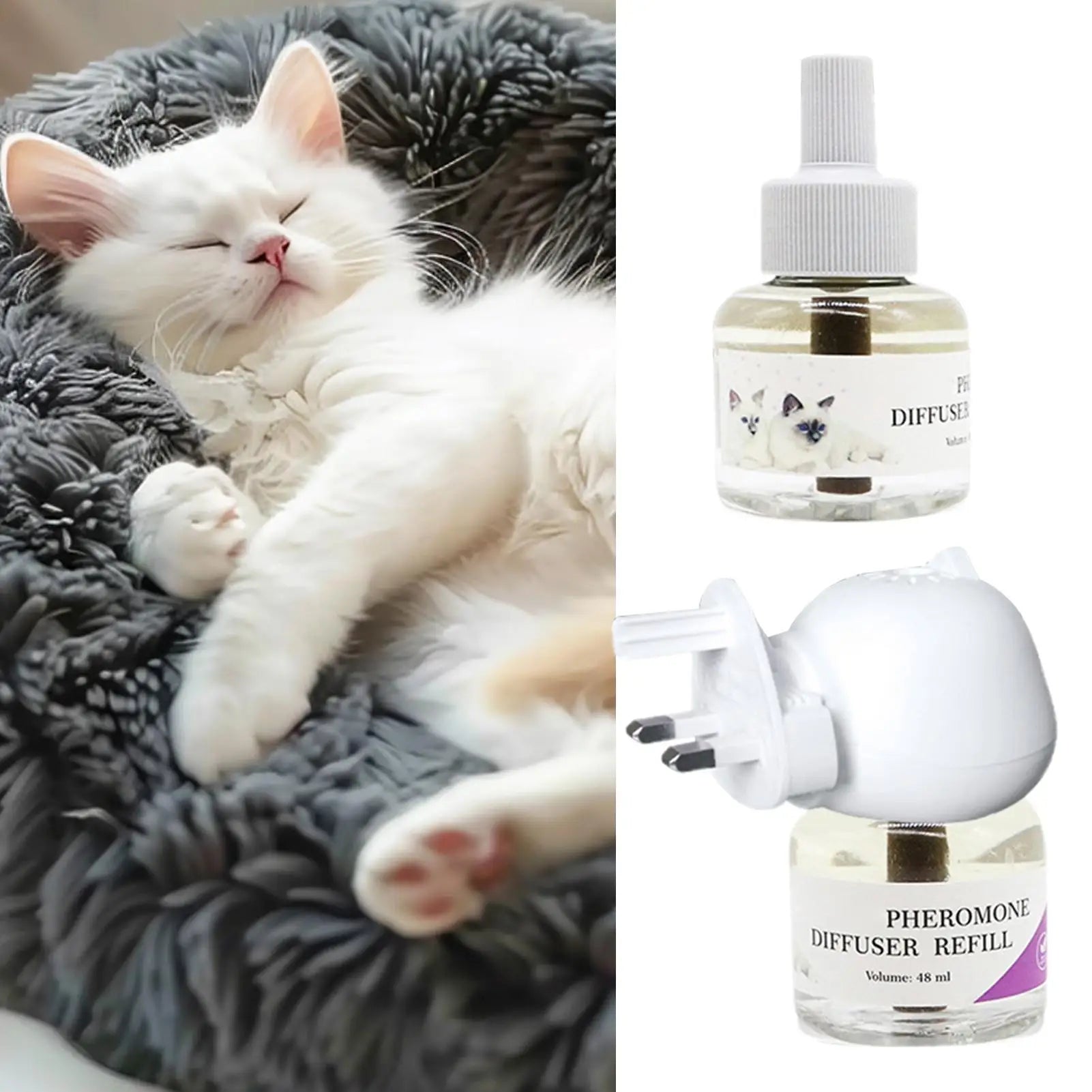 Pet Pheromone Diffuser To Calm Cats Long-Lasting Cat Pheromone Diffuser Quiet Comfort Supplies Stress Plug For Travel Kitten