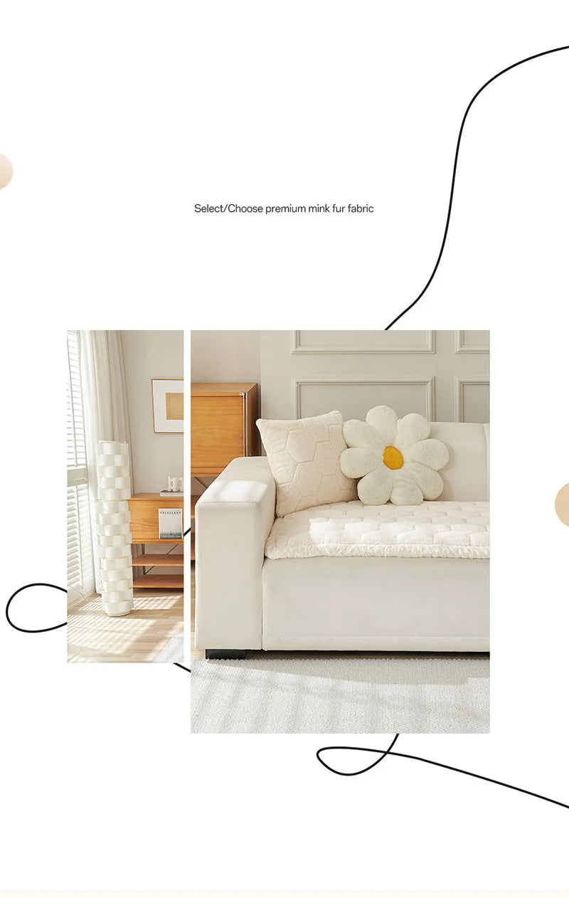 Nordic Thick Faux Mink Fur Sofa Cushion Autumn/winter Pet Friendly Non-Slip Sofa Cover Soft Furniture Protector for Living Room