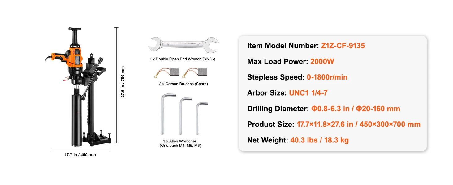 Carotteuse a main Diamètre de forage foreuse