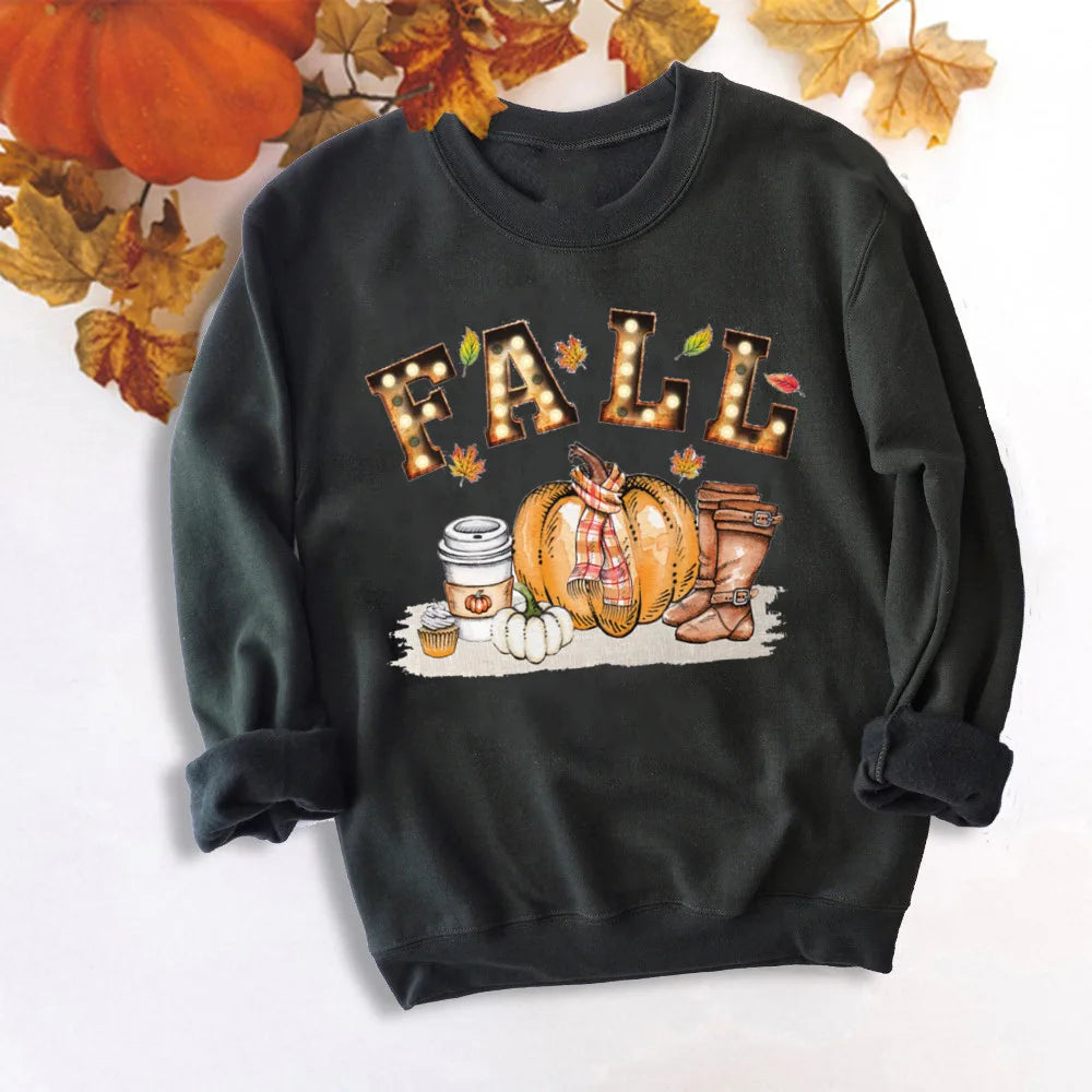 Just A Girl Who Loves Fall Sweatshirt Thankful Grateful Blessed Hoodie Women Fashion Thanksgiving Pullover Top Halloween Clothes