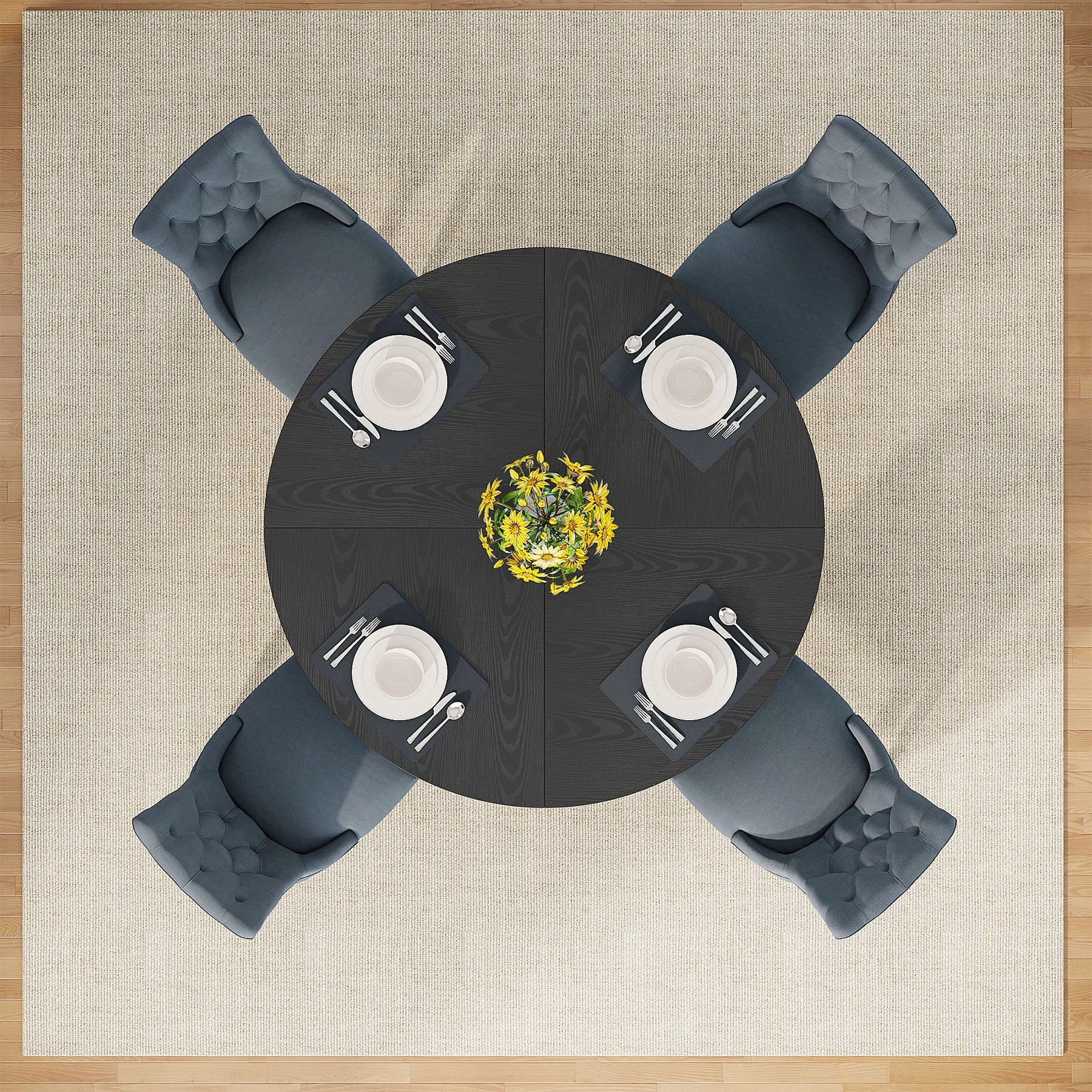 Tribesigns Table à manger ronde, table de cuisine de ferme, petite table quete, table à manger de cuisine pour salle à manger, 4 po, 47 po