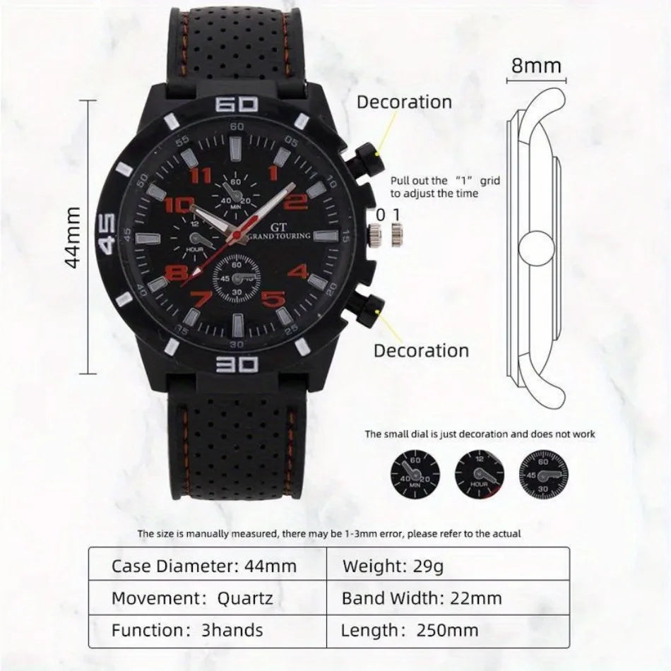 3pc/set Fashion Simple Mens Watch Analog silicone Male Watch Casual Men's Quartz Wrist Watch Ideal Choice for Thanksgiving Gifts