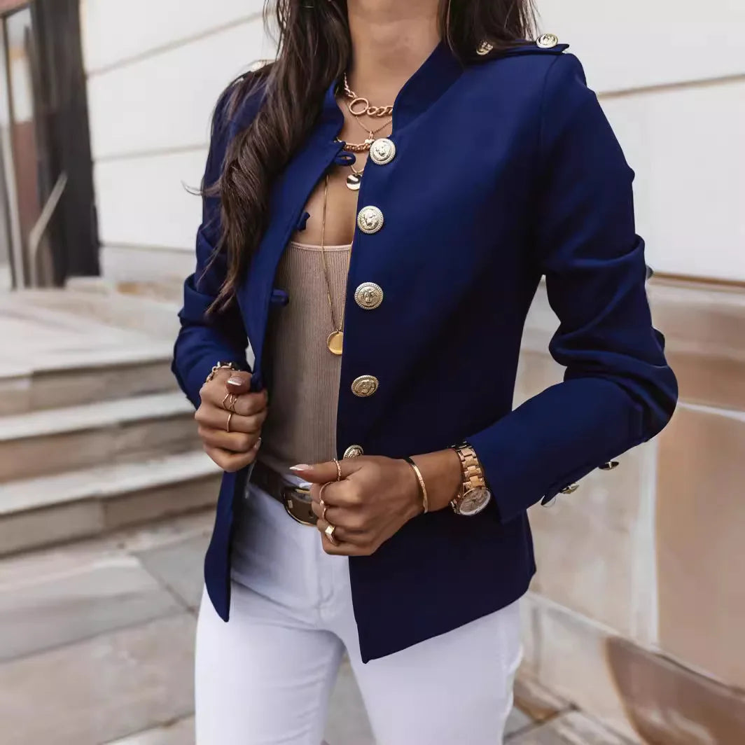 American New Fashion Women’s Solid Color Slim Single-breasted Casual Elegant Trendy Long Sleeve Suit Blazers Female Jacket Coats