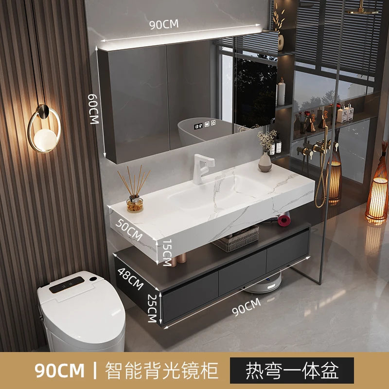 Armoire de salle de bain légère en bois massif, toilettes de rangement Vintage, vanité de salle de bain, miroirs de maquillage, meubles Para Banheiro