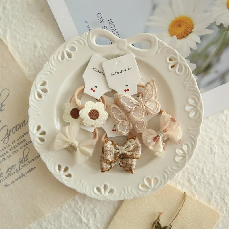 Elastic Hair Bow for Children, Children's Headwear, Hair Accessories for Girls, Cute Hair ties, Lovely Hair Rope, 10Pcs per Lot