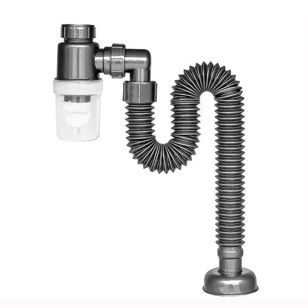 Flexible P-Trap for 30-32mm Drain Pipes Kitchen Sink Washbasin Drainage Pipe Insect-proof Odor-proof Blockage-proof Leak-proof