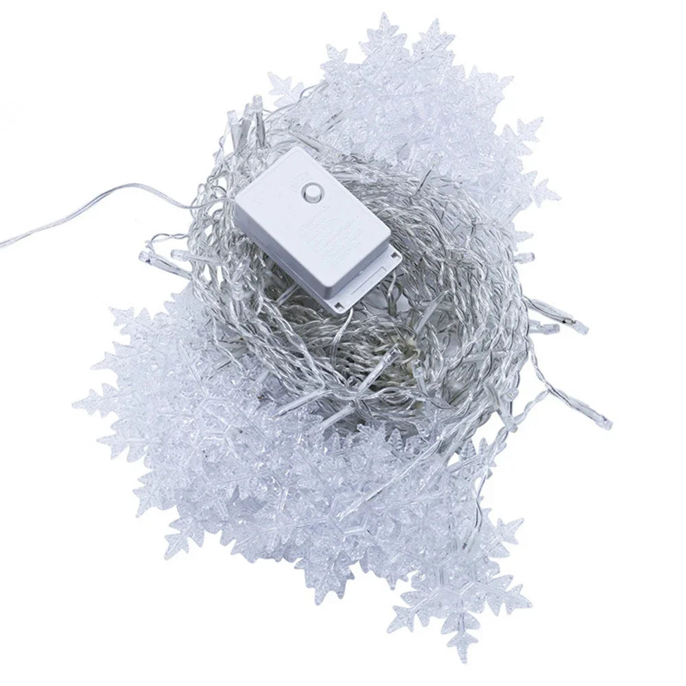 Christmas Snowflake Fairy Lights 4M 96Led Curtain Lights Snowflake String Lights for Halloween Thanksgiving Christmas Decoration