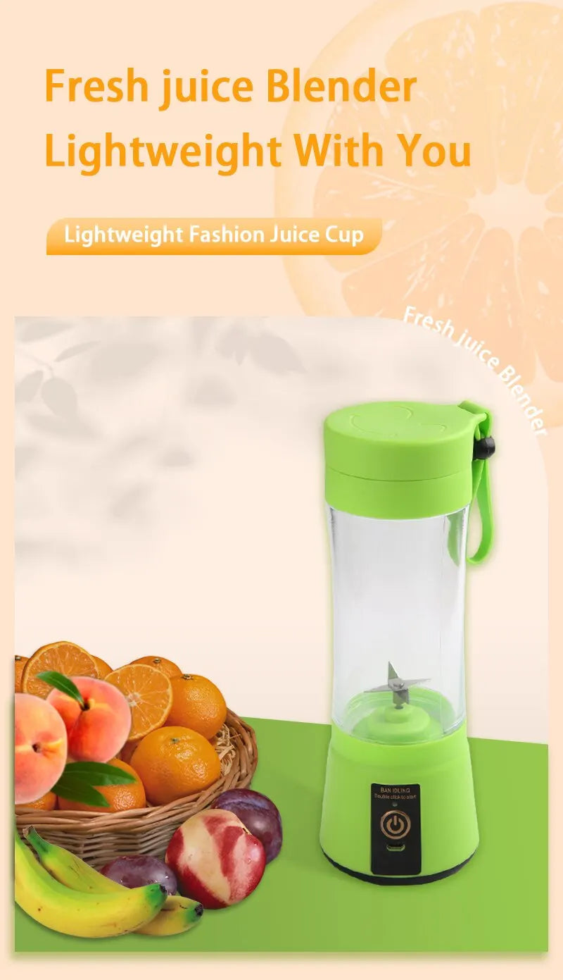 380ml Portable Electric Juicer Blender USB Rechargeable Fruit Smoothie Maker Mini Food Processor for Travel Workouts Kitchen