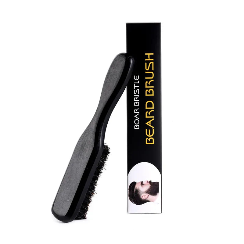 1pc Brosse de toilettage de barbe Manche en bois Poils de sanglier Lisse et favorise la croissance de la barbe