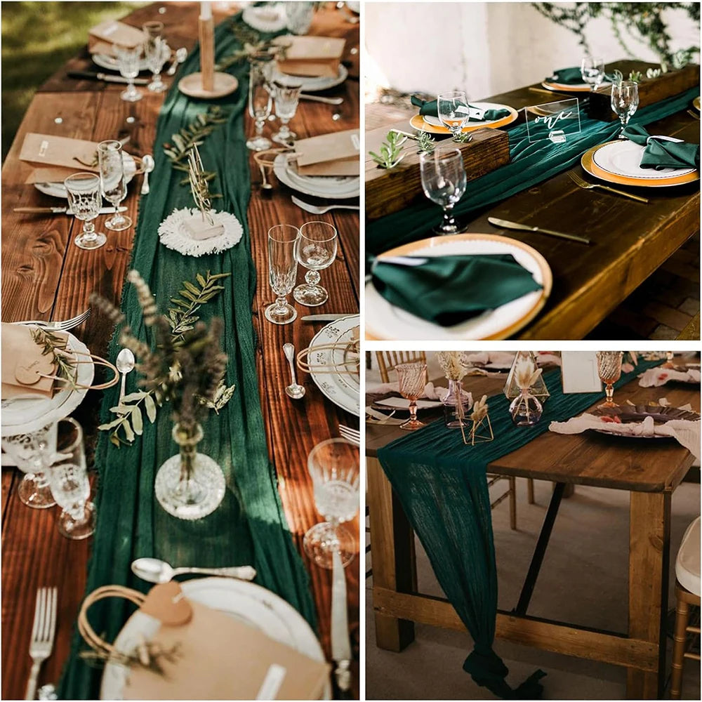 Lilac Purple Cheesecloth Table Runner Boho Rustic Gauze Lavender Purple Table Runner Wedding Bridal Shower Birthday Decoration