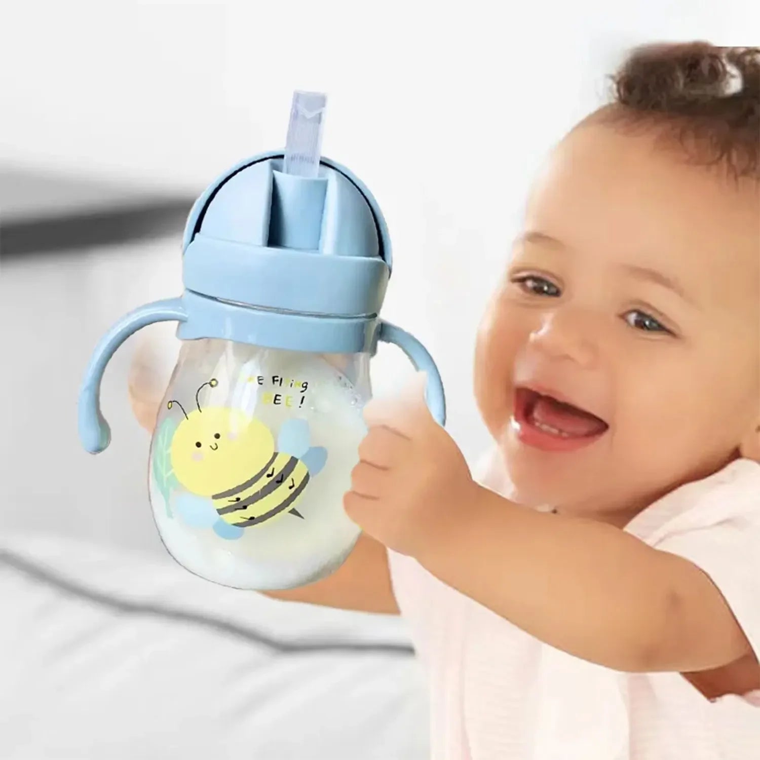 350/250ml baby straw cup cute cartoon anti-choking water cup kindergarten children gravity ball water cup gift